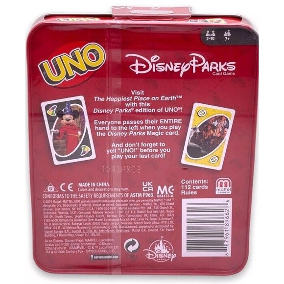 Disney Parks Game Uno Card‎ Mickey Minnie Mouse Castle Goofy Pluto Donald Duck - Picture 3 of 3